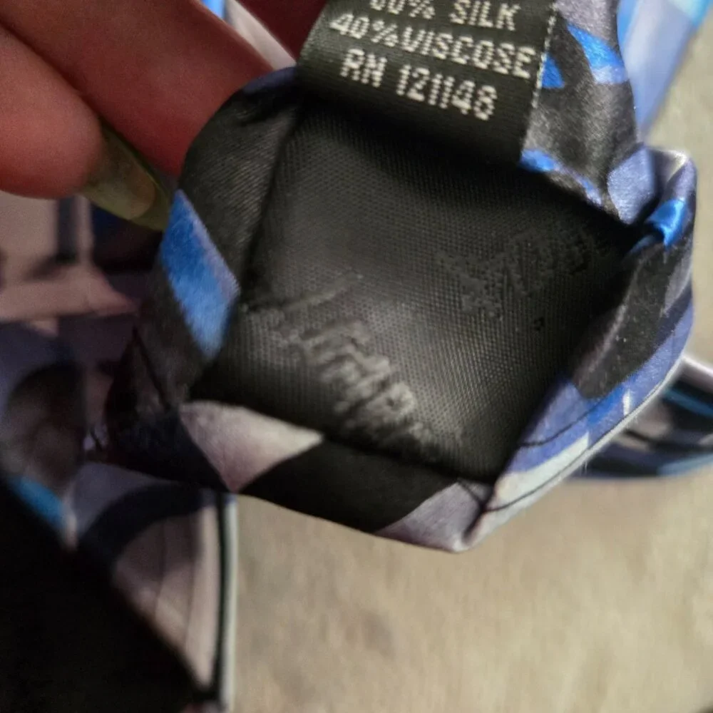 Jerry Garcia Neckwear Tie Blue Black Geometric Uncorrected Manuscript Silk